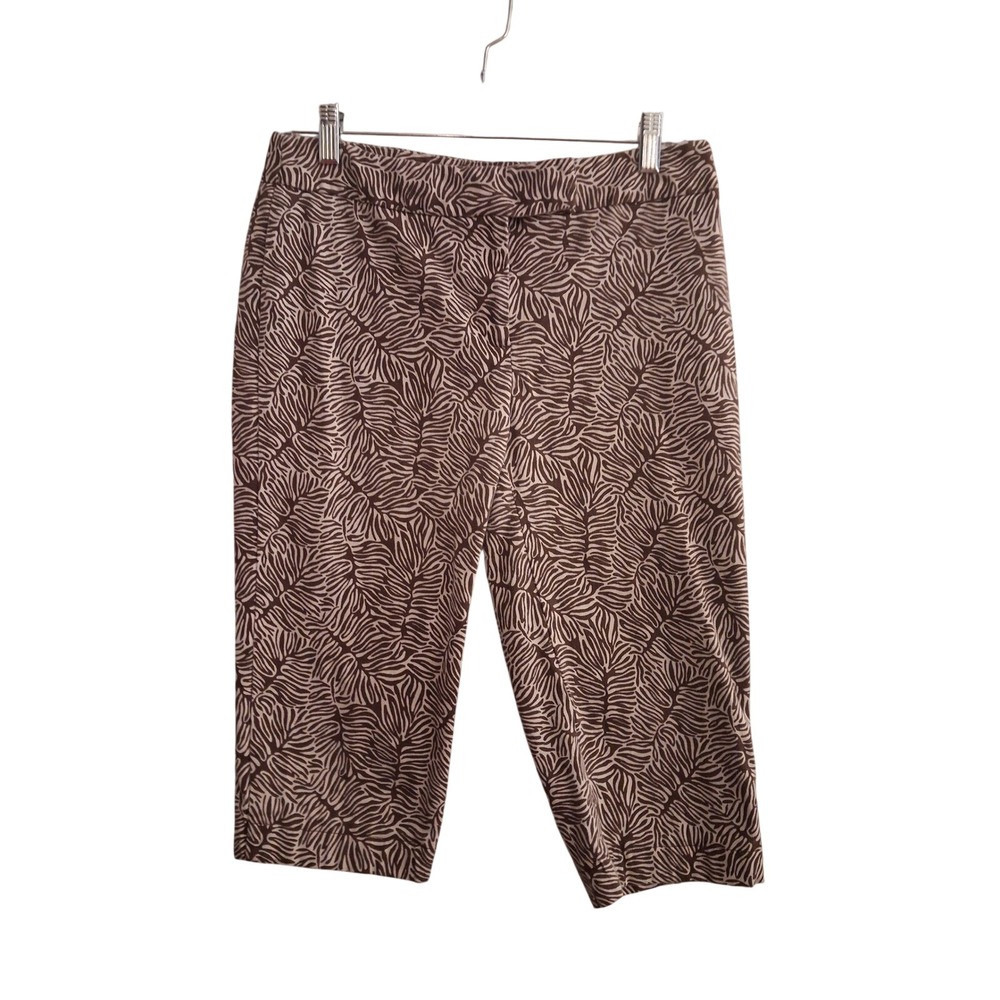 Unlisted Kenneth Cole Zebra Print Cropped Pants Capris Womens 10 Brown White